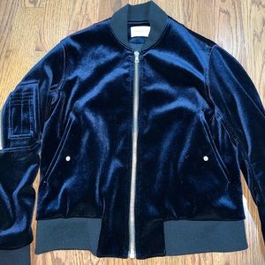 Sandro Navy Velvet Bomber
